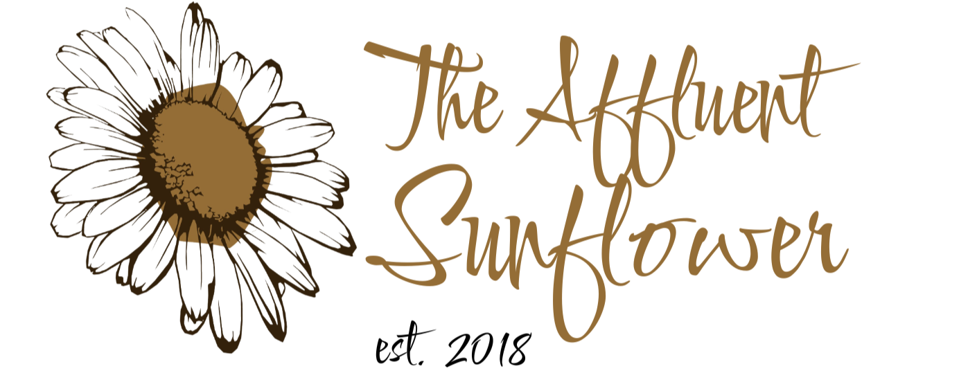 Logo of 'The Affluent Sunflower' with a sunflower illustration on a white background.