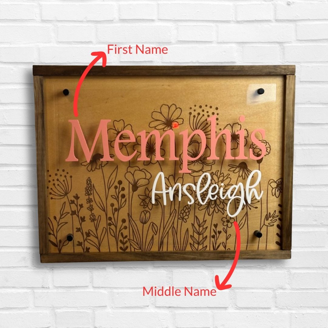 Personalized Boho Wildflowers Nursery Sign