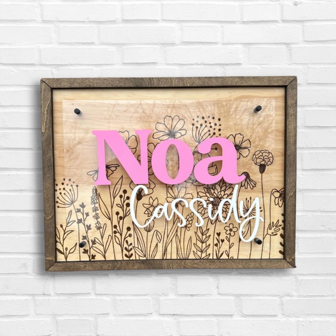Personalized Boho Wildflowers Nursery Sign