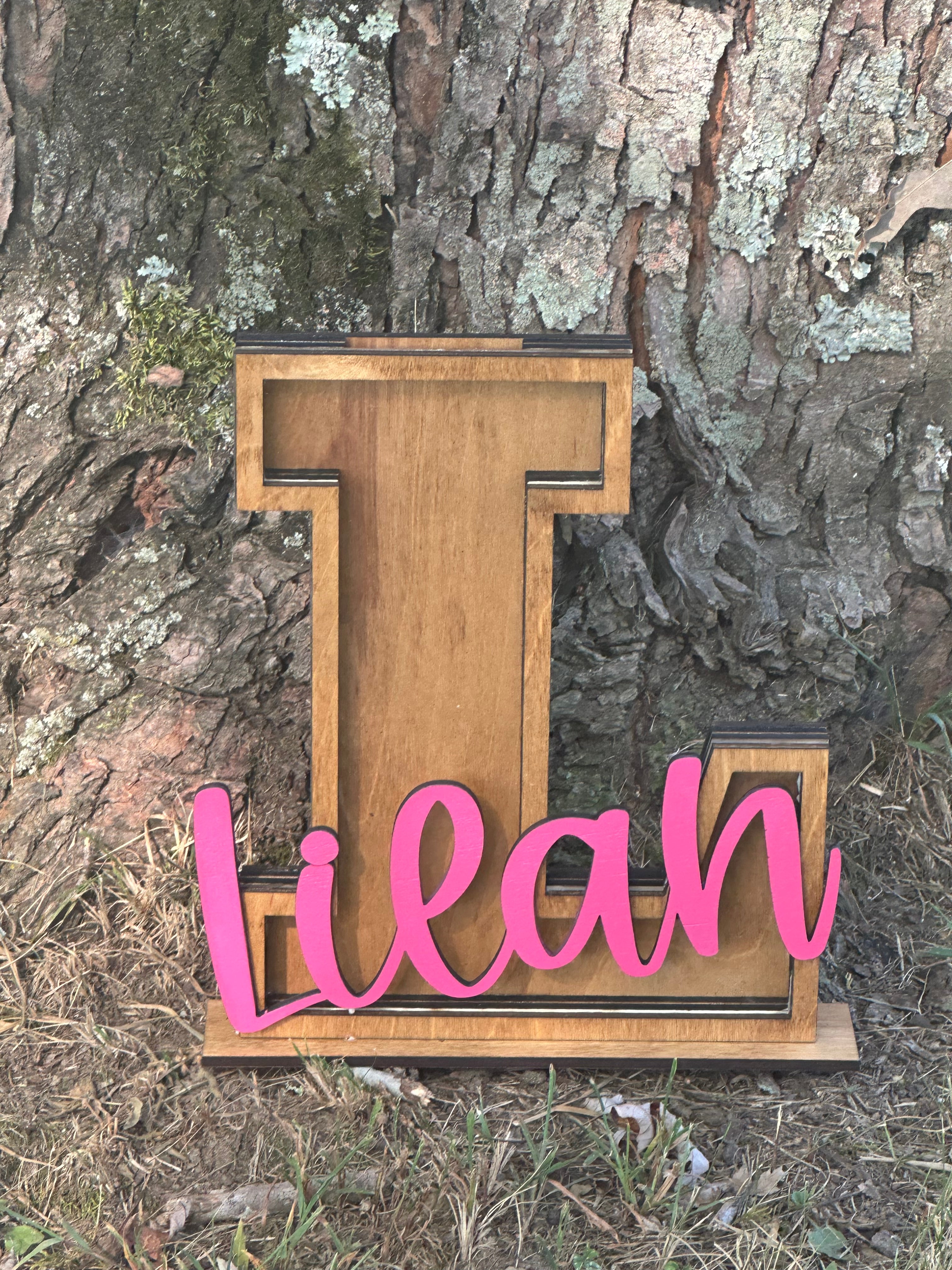 Personalized Initial Piggy Bank: Custom Wood Coin Bank