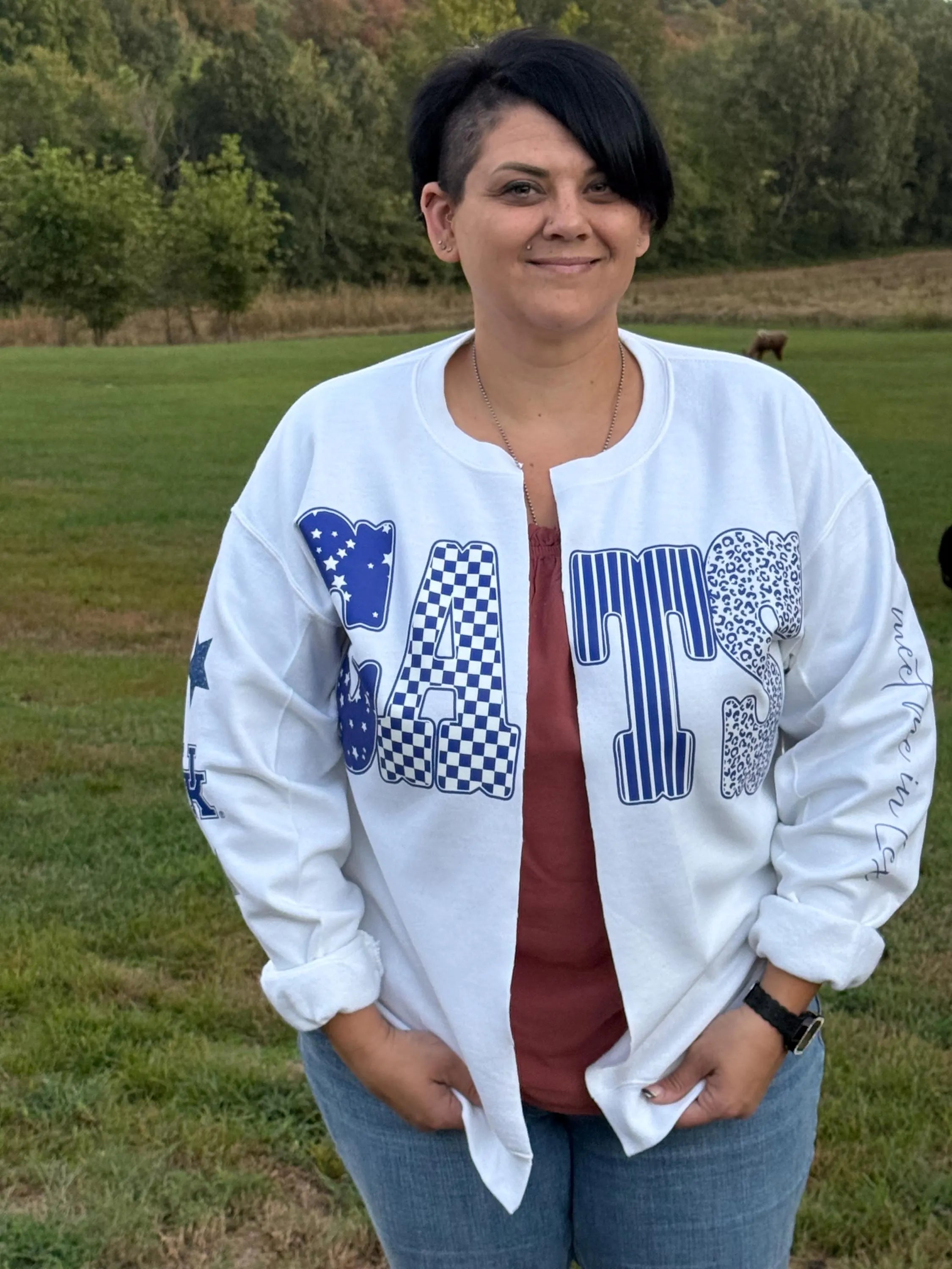 Sweatshirt Cardigan- UK team game day sweatshirt