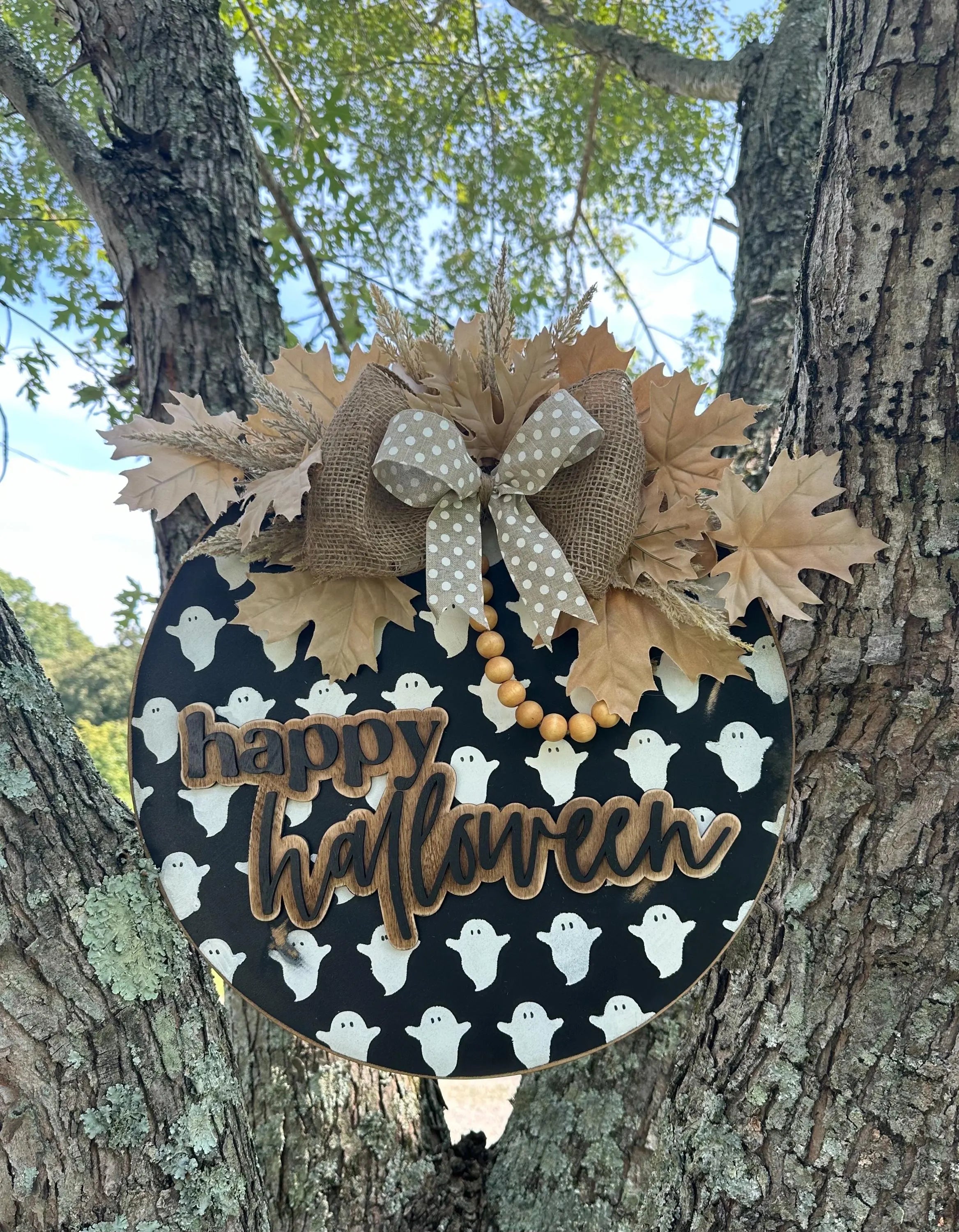 Happy Halloween black with Ghost Front door decor