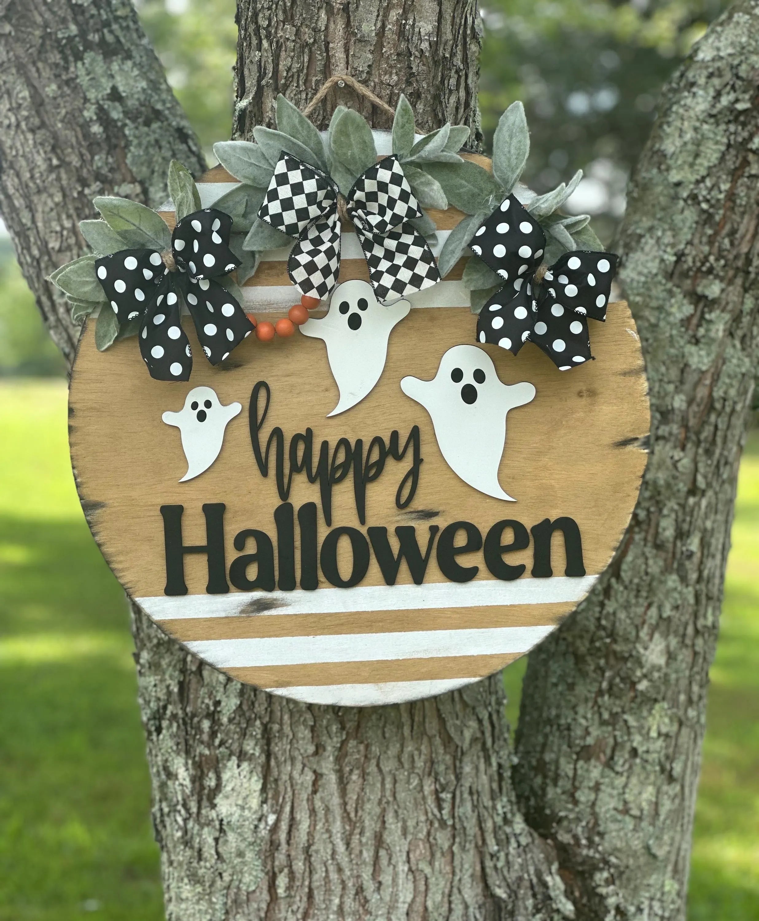 Happy Halloween Ghost front door hanger
