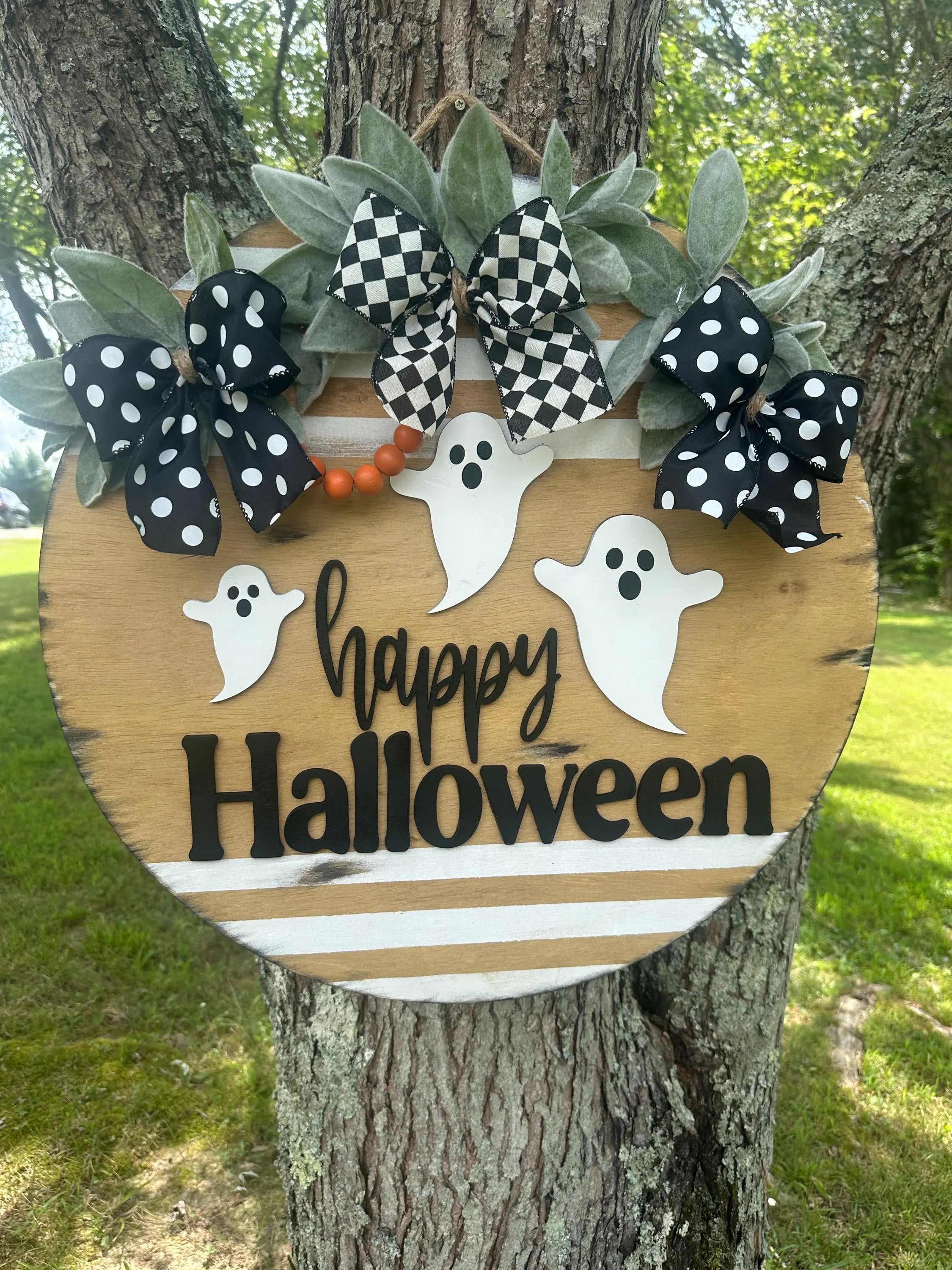Happy Halloween Ghost front door hanger
