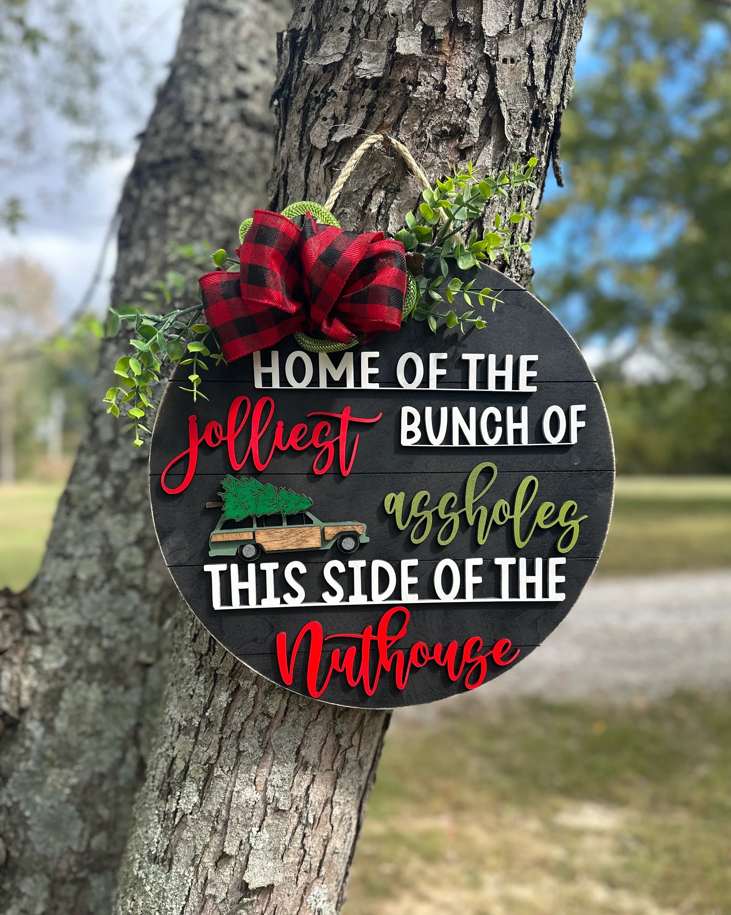 Jolliest Bunch of Assholes  Christmas door Hanger