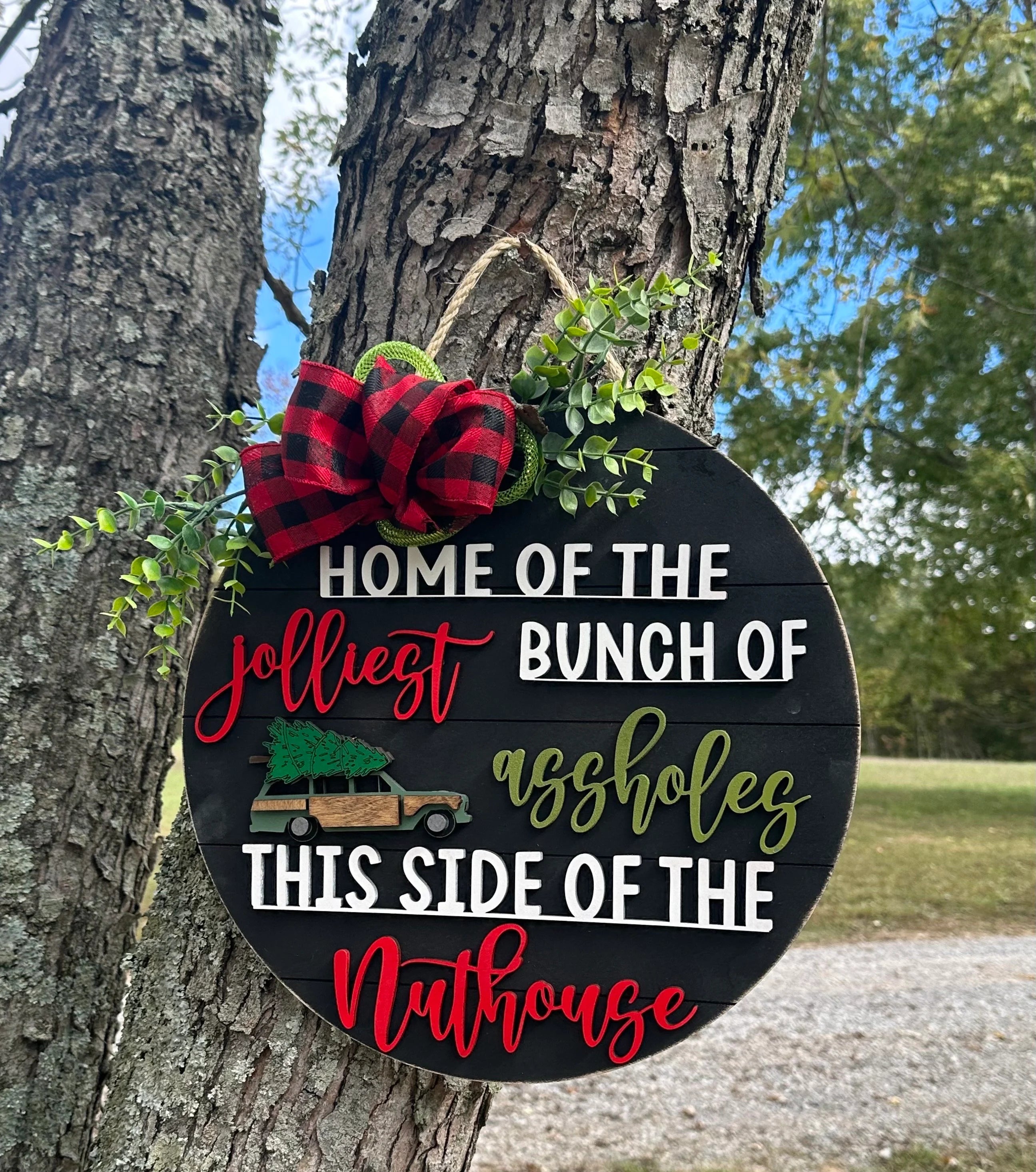 Jolliest Bunch of Assholes  Christmas door Hanger