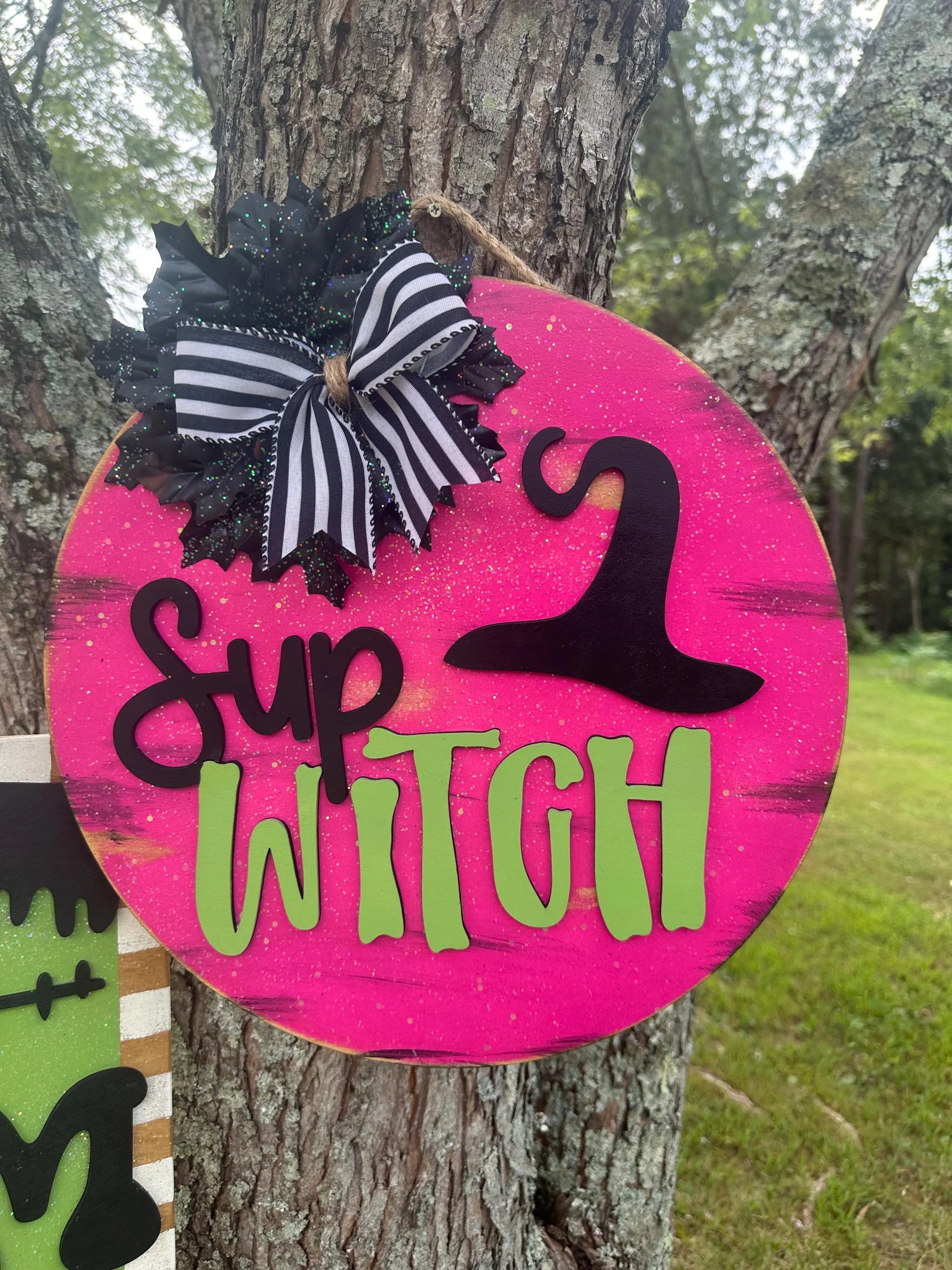 Halloween Monster Halloween Front door wreath AND Leaner