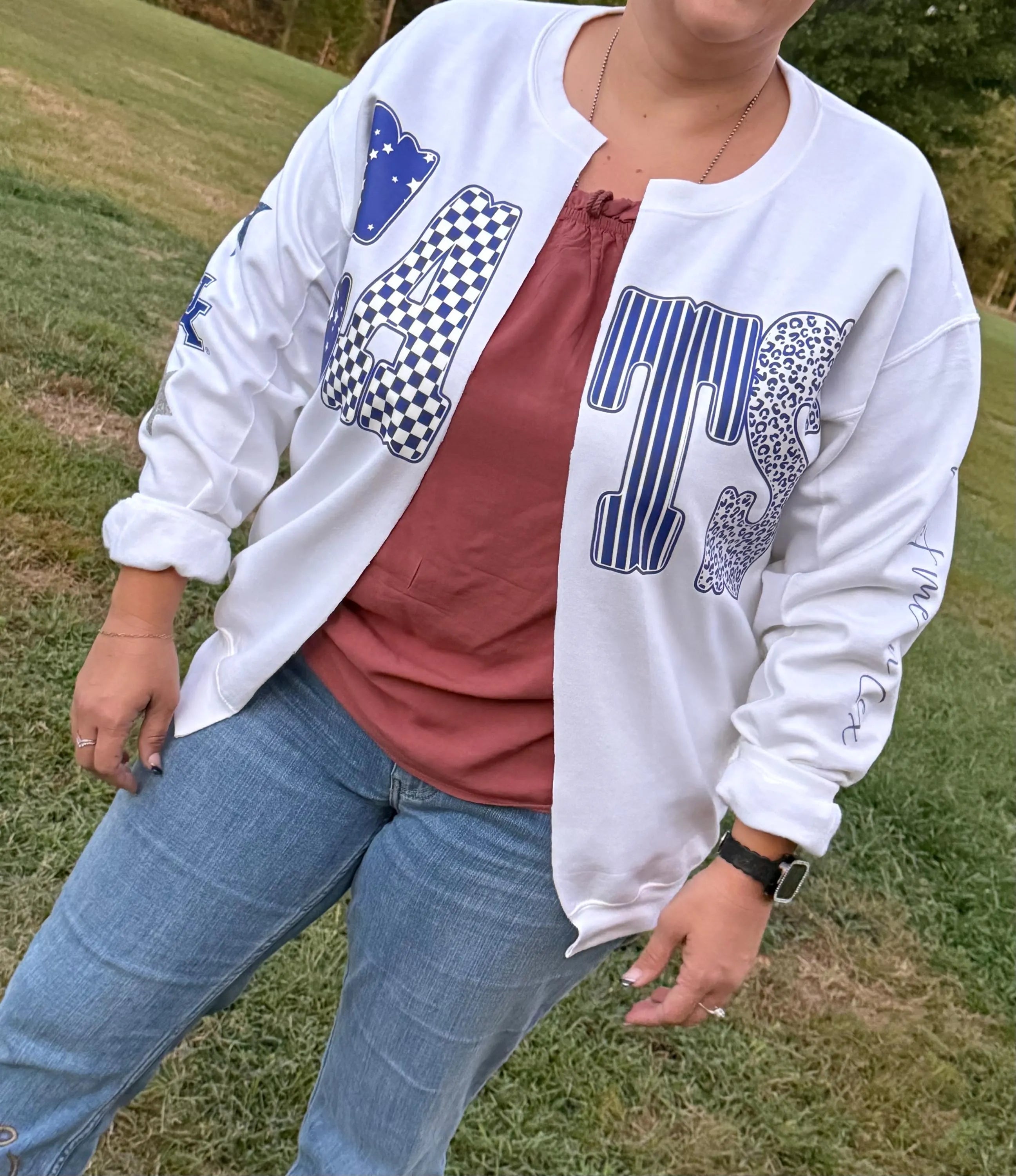 Sweatshirt Cardigan- UK team game day sweatshirt