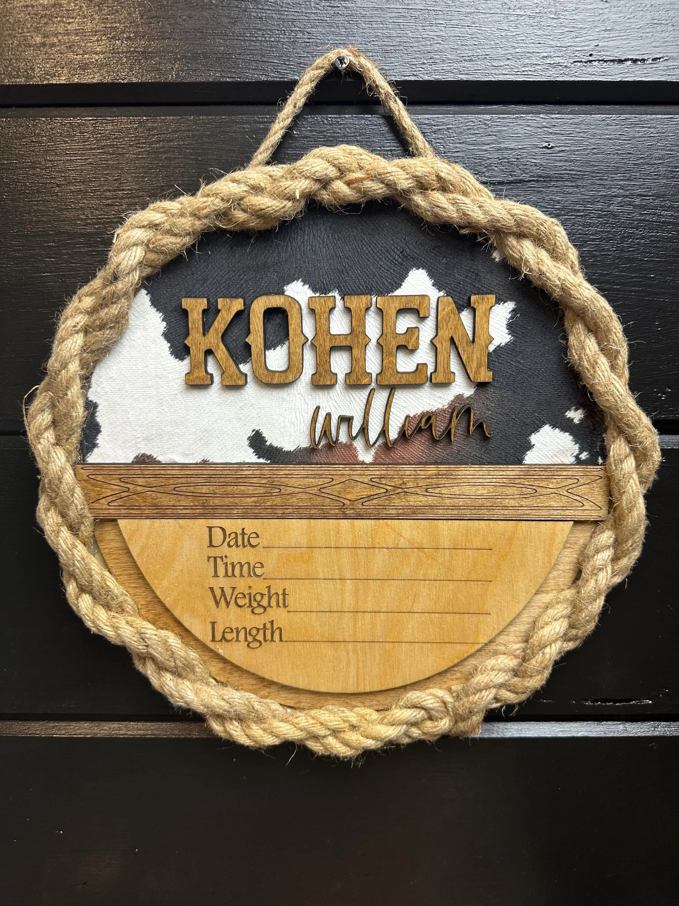 Western Baby announcement with Custom baby stats